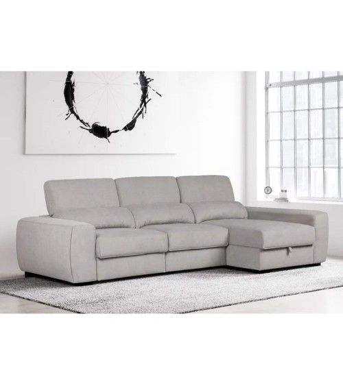 Divano Duke grigio G1312 penisola reversibile e funzione letto