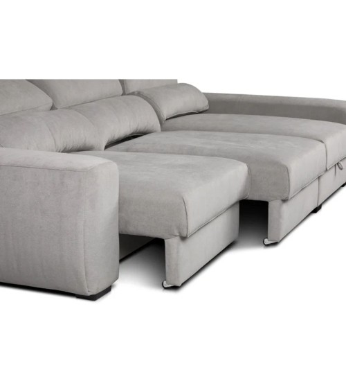 Divano Duke grigio G1312 penisola reversibile e funzione letto
