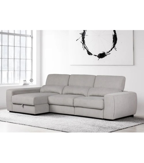 Divano Duke grigio G1312 penisola reversibile e funzione letto