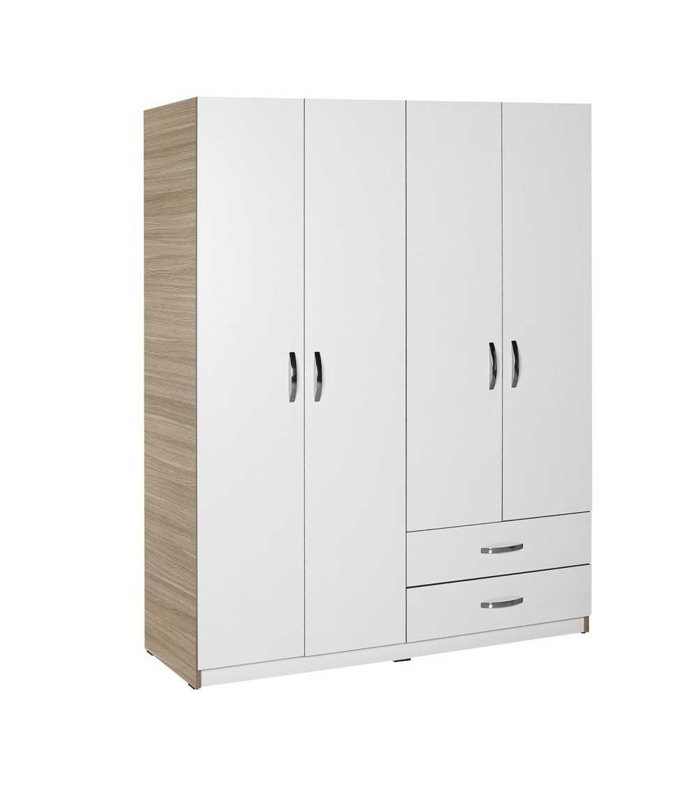 Armadio TPGR422023 bianco 4 ante e 2 cassetti 120x170x40