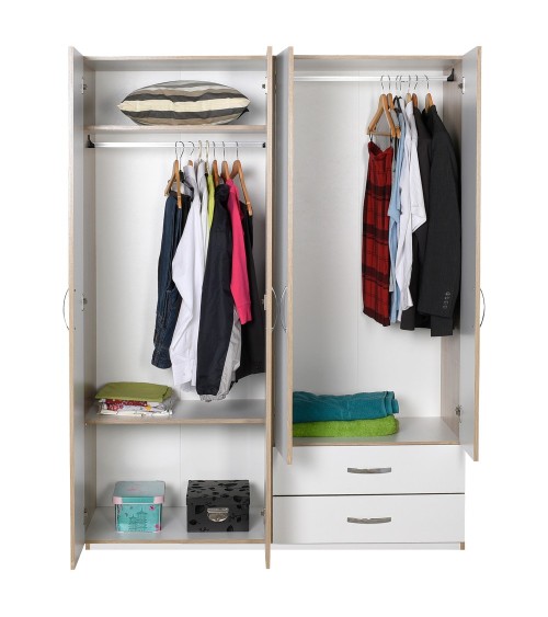 Armadio TPGR422023 bianco 4 ante e 2 cassetti 120x170x40