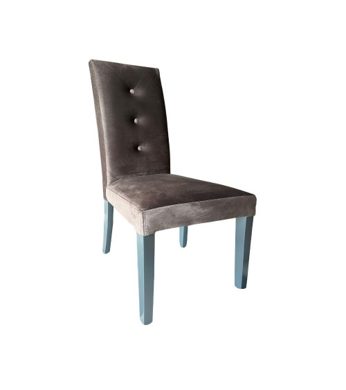 Sedia Montecarlo 3 bottoni velluto grigio set 2 pezzi