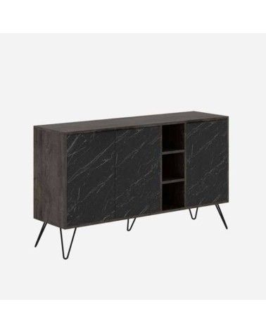 Madia Clara Bendir dark coffe 3 ante effetto marmo nero 142x35,6x83h