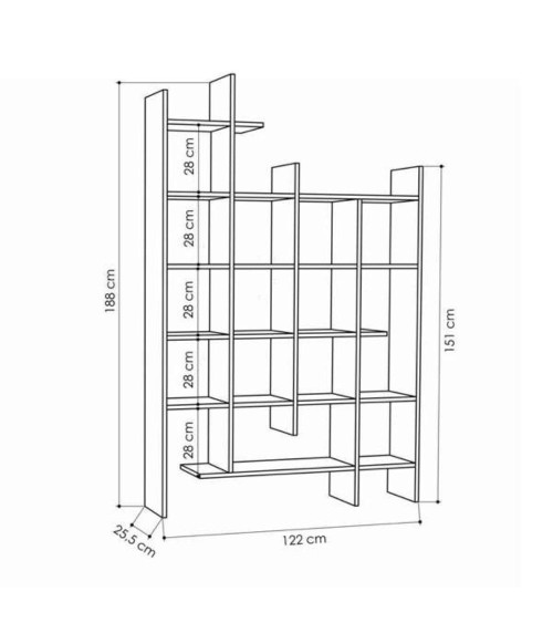 Libreria Manco bianca 6 ripiani 122x25.5x188H