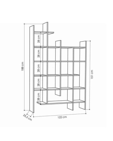 Libreria Manco bianca 6 ripiani 122x25.5x188H