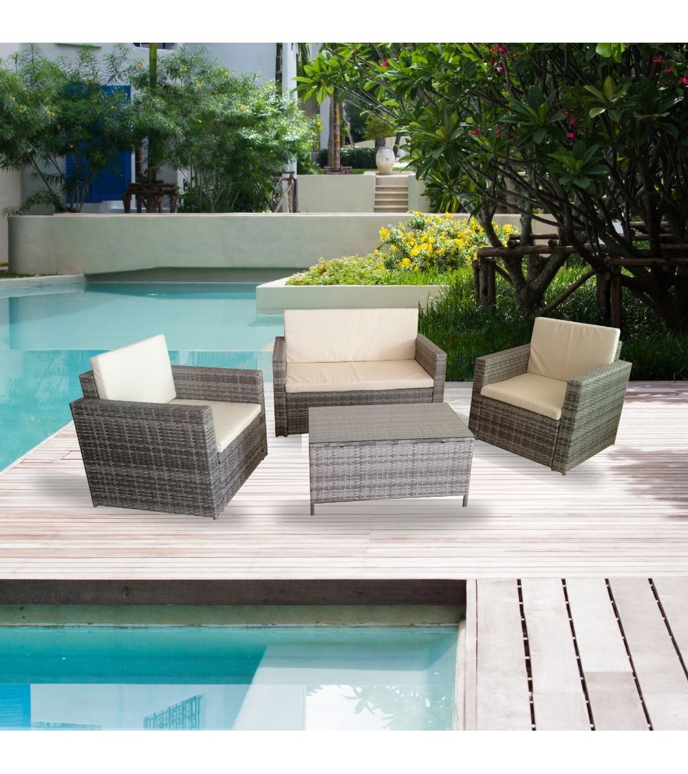 Salotto da giardino WRS066G rattan grigio WRS066G