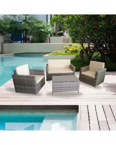 Salotto da giardino WRS066G rattan grigio WRS066G