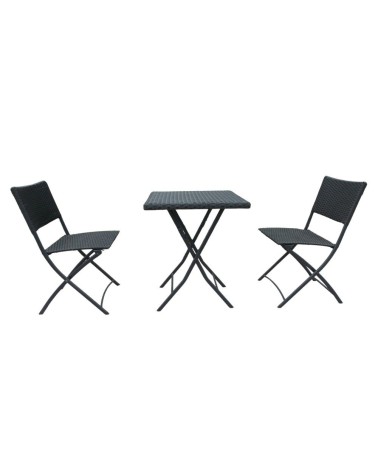 Set WRB015 Tavolo e sedie pieghevoli rattan nero