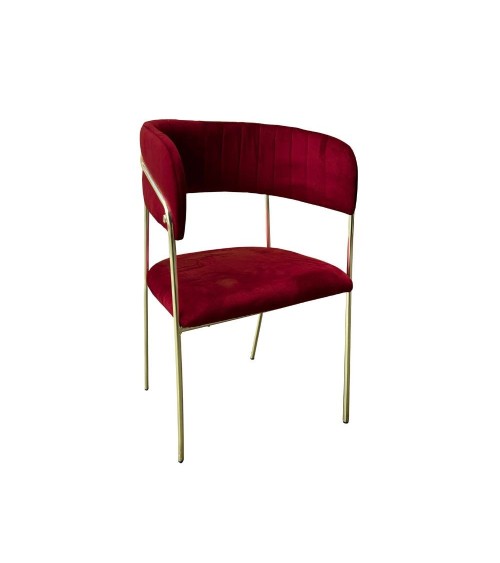 Sedia Key tessuto rosso scuro e struttura oro set 4 pezzi