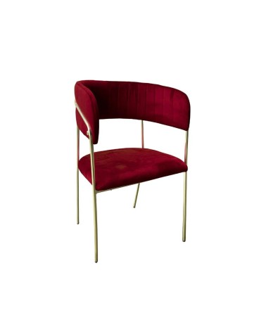 Sedia Key tessuto rosso scuro e struttura oro set 4 pezzi