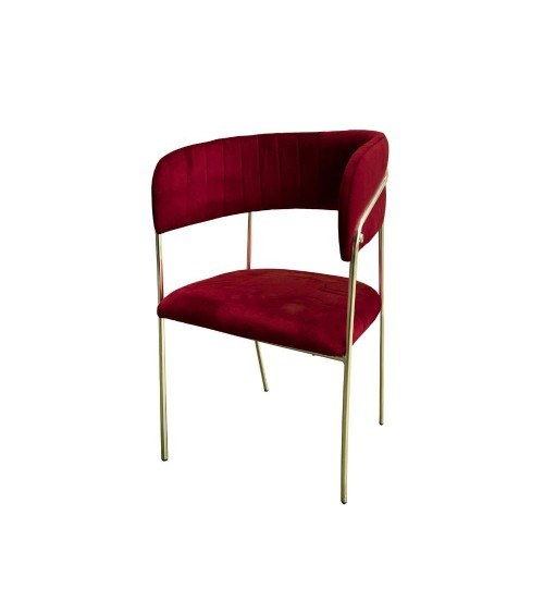 Sedia Key tessuto rosso scuro e struttura oro set 4 pezzi