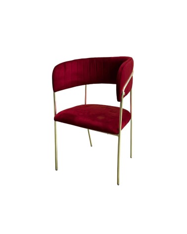 Sedia Key tessuto rosso scuro e struttura oro set 4 pezzi