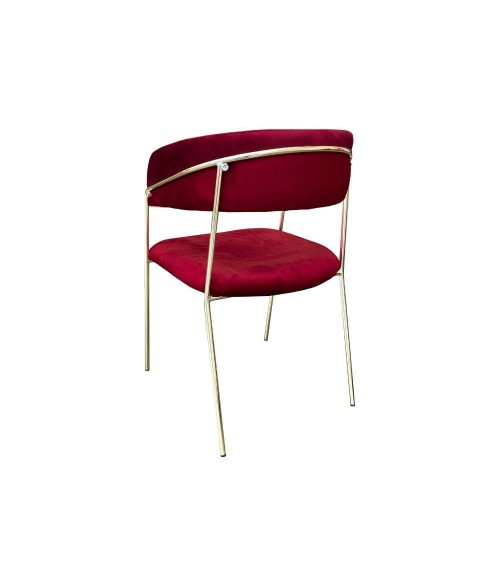 Sedia Key tessuto rosso scuro e struttura oro set 4 pezzi