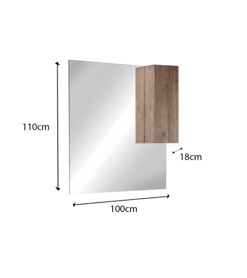 Specchio bagno con pensile Salemi 100x110h e lampada LED rovere mercure