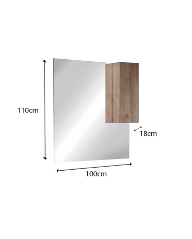 Specchio bagno con pensile Salemi 100x110h e lampada LED rovere mercure