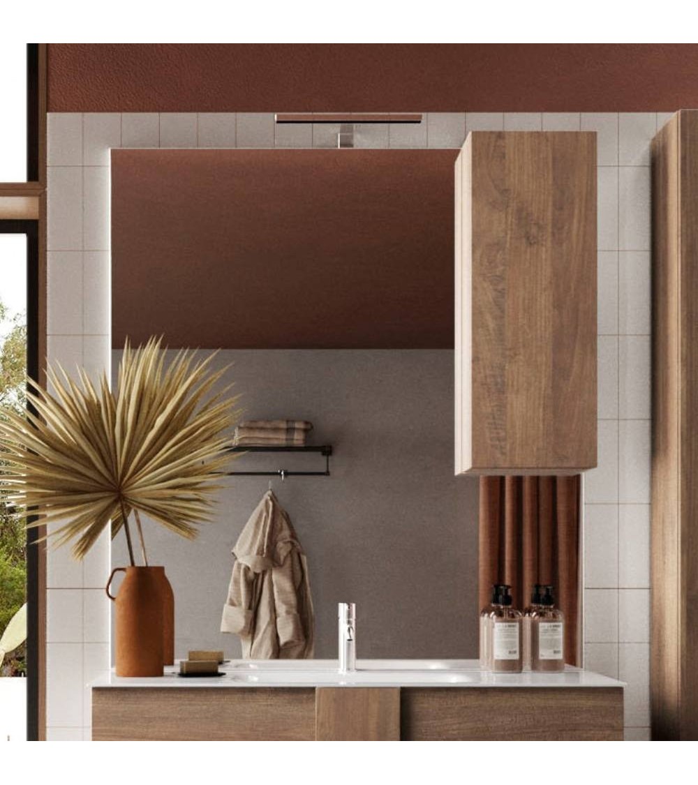 Specchio bagno con pensile Salemi 80x110h e lampada LED rovere mercure