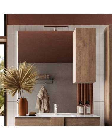 Specchio bagno con pensile Salemi 80x110h e lampada LED rovere mercure