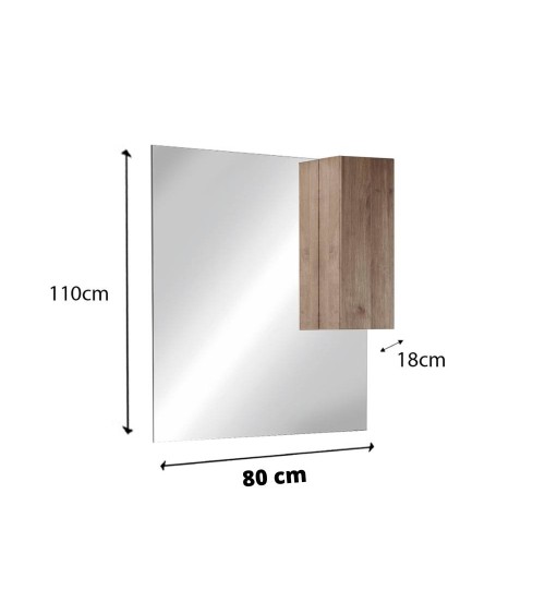 Specchio bagno con pensile Salemi 80x110h e lampada LED rovere mercure