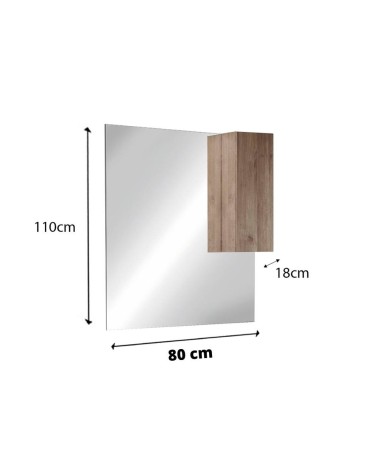 Specchio bagno con pensile Salemi 80x110h e lampada LED rovere mercure