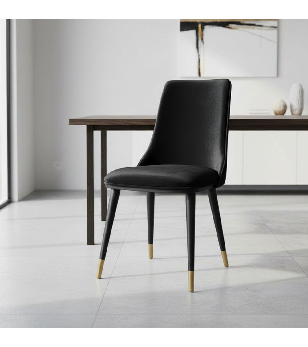 Sedia da pranzo Akustik Simphony velluto nero set 2 pezzi