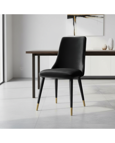 Sedia da pranzo Akustik Simphony velluto nero set 2 pezzi