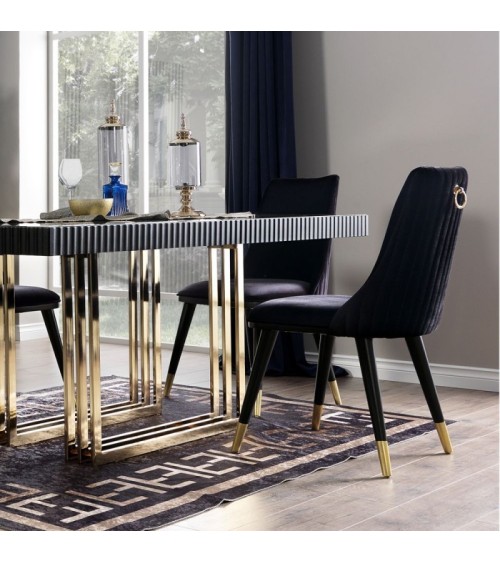 Sedia da pranzo Akustik Simphony velluto nero set 2 pezzi