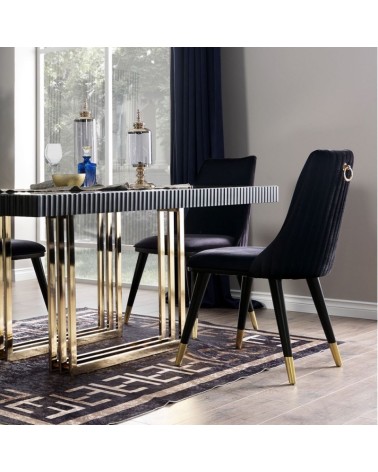 Sedia da pranzo Akustik Simphony velluto nero set 2 pezzi