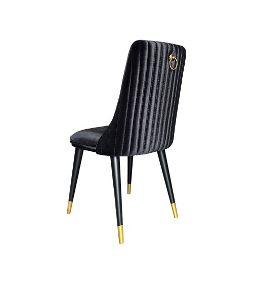 Sedia da pranzo Akustik Simphony velluto nero set 2 pezzi