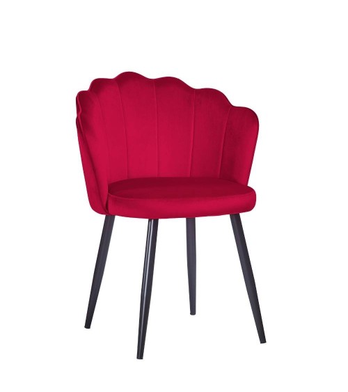 Sedia Omni velluto rosso con gambe metallo nero set 4 pezzi