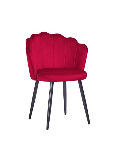 Sedia Omni velluto rosso con gambe metallo nero set 4 pezzi