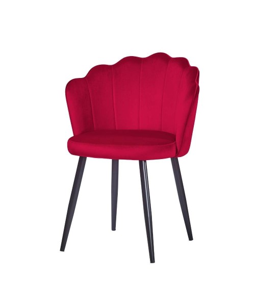Sedia Omni velluto rosso con gambe metallo nero set 4 pezzi