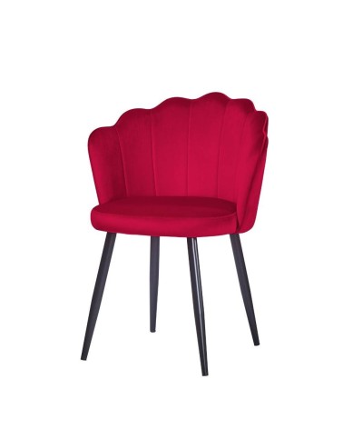 Sedia Omni velluto rosso con gambe metallo nero set 4 pezzi