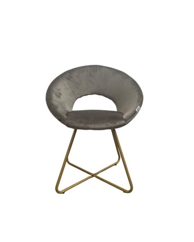 Poltroncina Etere in velluto grigio con gambe in metallo dorato set 2 pezzi