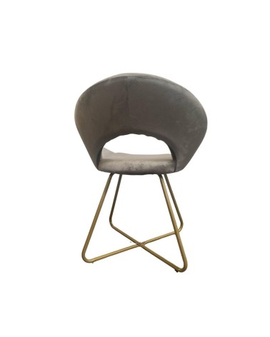 Poltroncina Etere in velluto grigio con gambe in metallo dorato set 2 pezzi