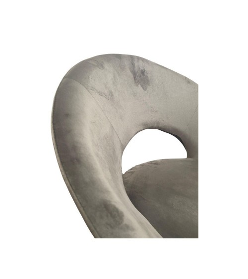 Poltroncina Etere in velluto grigio con gambe in metallo dorato set 2 pezzi