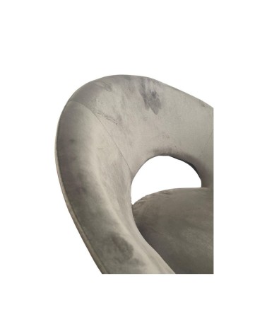 Poltroncina Etere in velluto grigio con gambe in metallo dorato set 2 pezzi