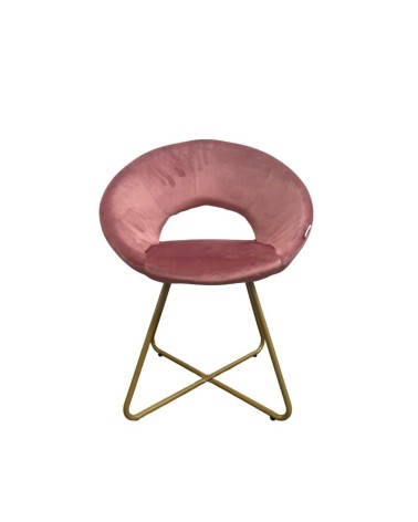 Poltroncina Etere in velluto rosa con gambe in metallo dorato set 2 pezzi