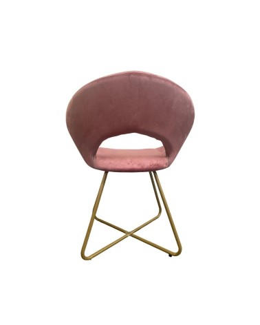 Poltroncina Etere in velluto rosa con gambe in metallo dorato set 2 pezzi