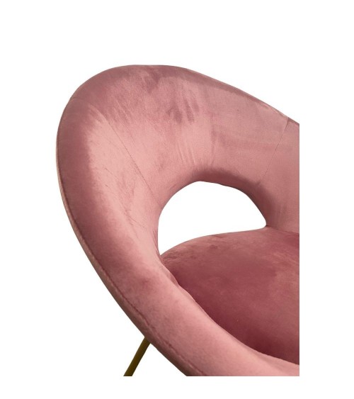 Poltroncina Etere in velluto rosa con gambe in metallo dorato set 2 pezzi