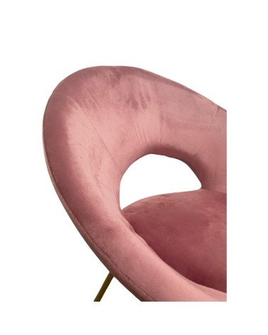Poltroncina Etere in velluto rosa con gambe in metallo dorato set 2 pezzi