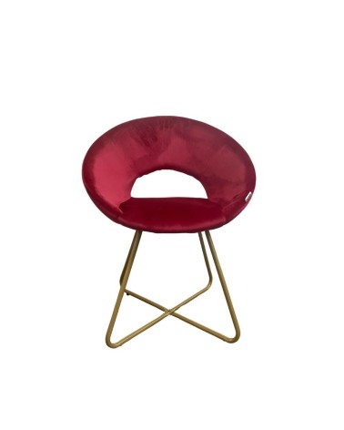 Poltroncina Etere in velluto rosso con gambe in metallo dorato set 2 pezzi