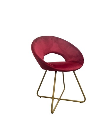 Poltroncina Etere in velluto rosso con gambe in metallo dorato set 2 pezzi