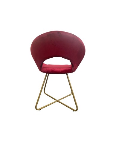 Poltroncina Etere in velluto rosso con gambe in metallo dorato set 2 pezzi