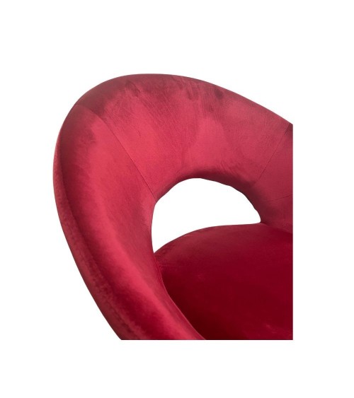 Poltroncina Etere in velluto rosso con gambe in metallo dorato set 2 pezzi