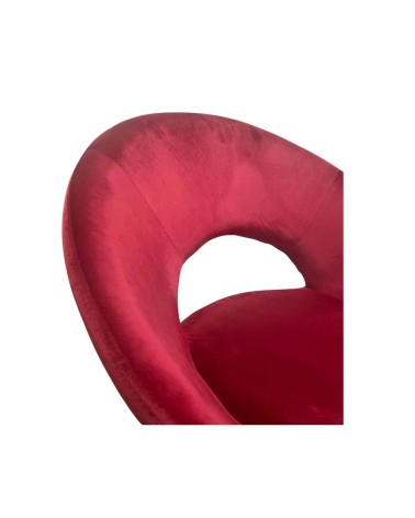 Poltroncina Etere in velluto rosso con gambe in metallo dorato set 2 pezzi