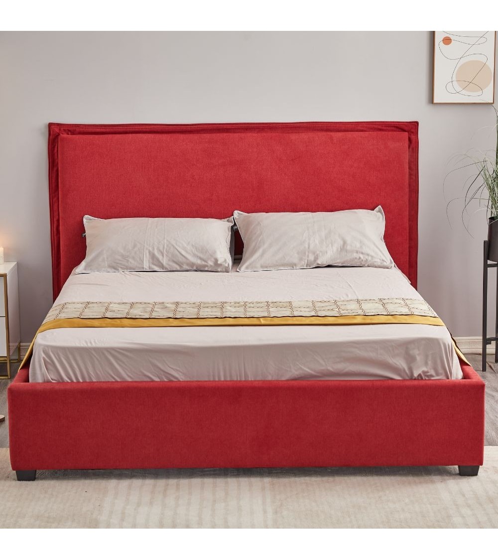 Letto matrimoniale Neso contenitore tessuto rosso