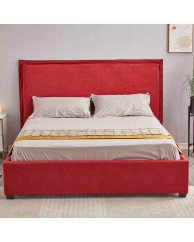 Letto matrimoniale Neso contenitore tessuto rosso