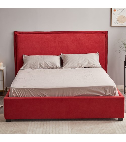 Letto matrimoniale Neso contenitore tessuto rosso