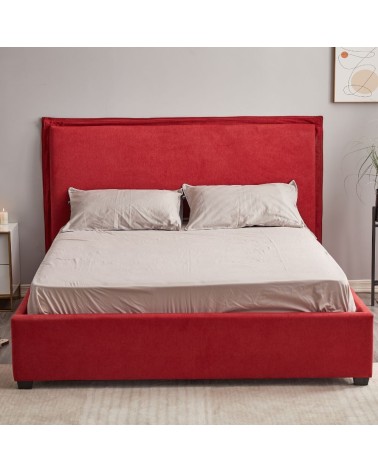 Letto matrimoniale Neso contenitore tessuto rosso