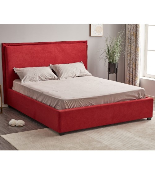 Letto matrimoniale Neso contenitore tessuto rosso